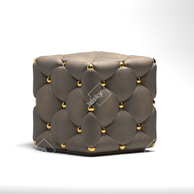 Cuddly Leather Ottomans 3D model image 1