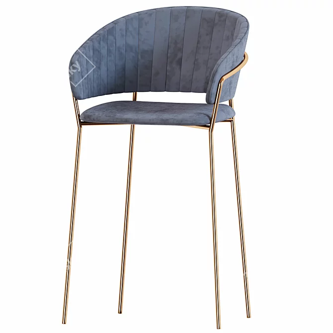 Velvet Semi Bar Chair - DeepHouse Pisa 3D model image 1