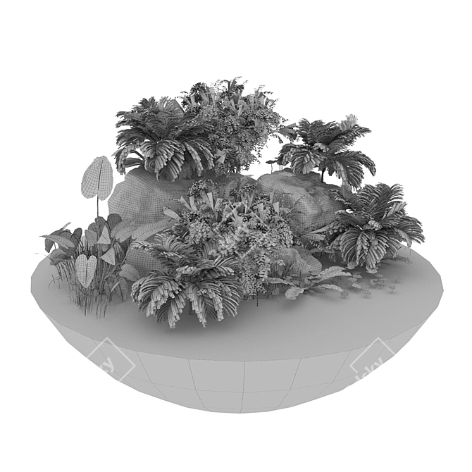 Miniature Botanical Oasis: Terrarium Plants Collection 3D model image 4