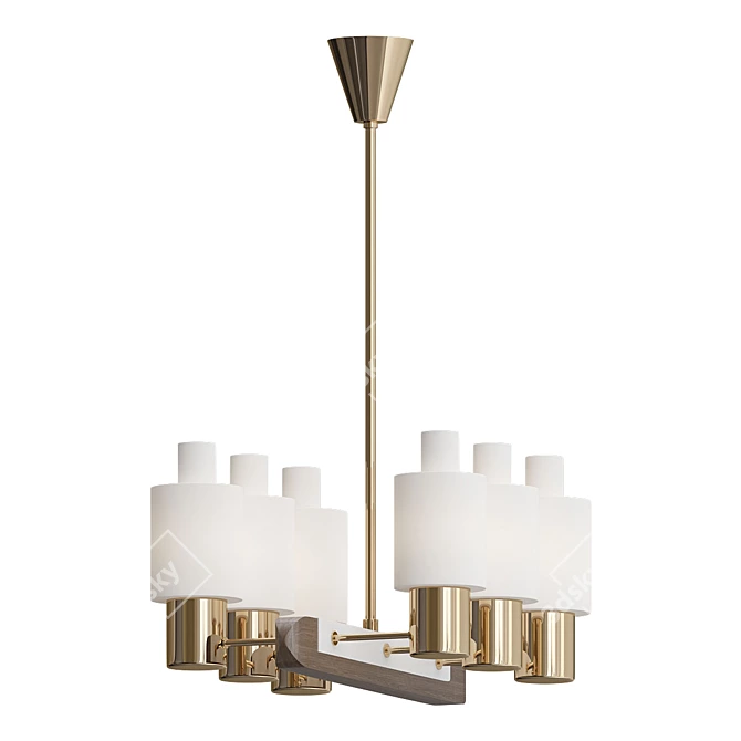 Sleek Brass Ceiling Lamp 3D model image 1