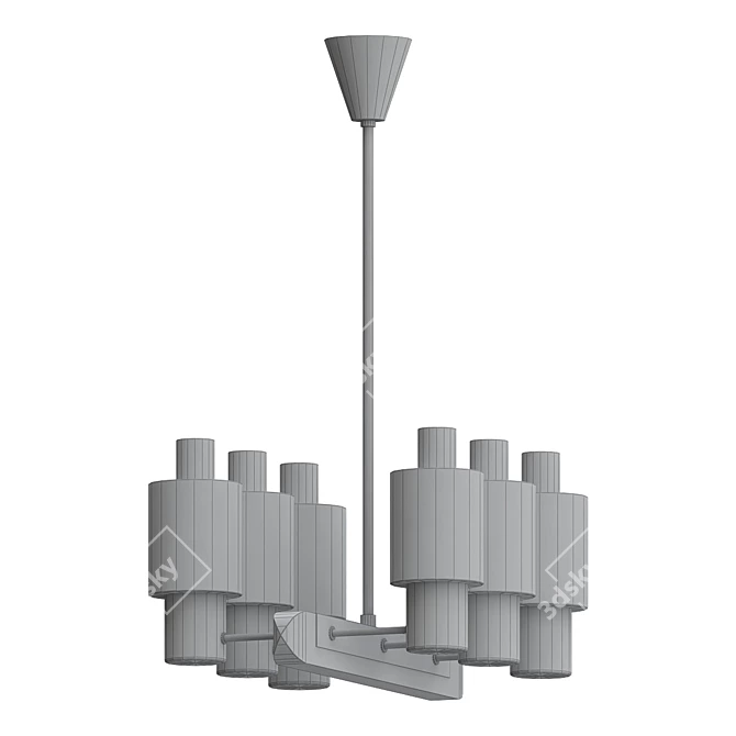 Sleek Brass Ceiling Lamp 3D model image 2