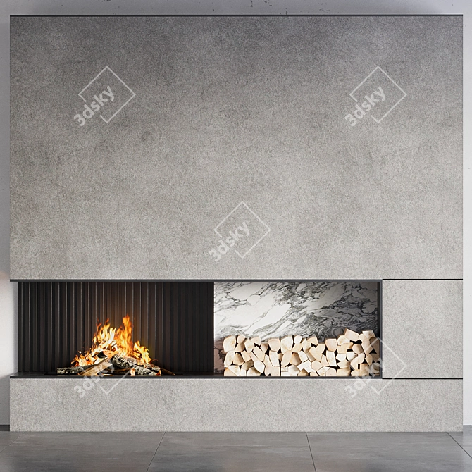 Modern Fireplace 3D Model 3D model image 1