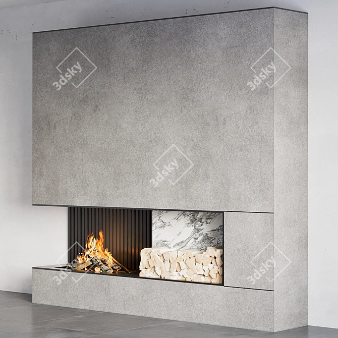 Modern Fireplace 3D Model 3D model image 3