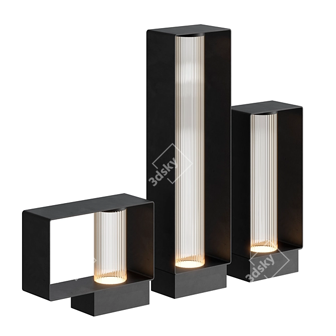 Frame Outdoor Step Light | Stainless Steel and Pyrex 3D model image 1