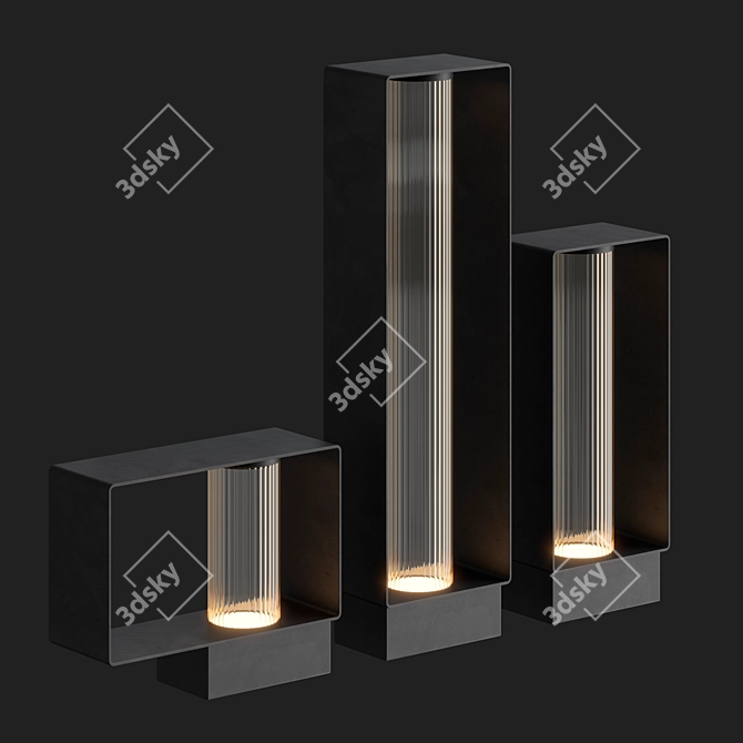 Frame Outdoor Step Light | Stainless Steel and Pyrex 3D model image 2