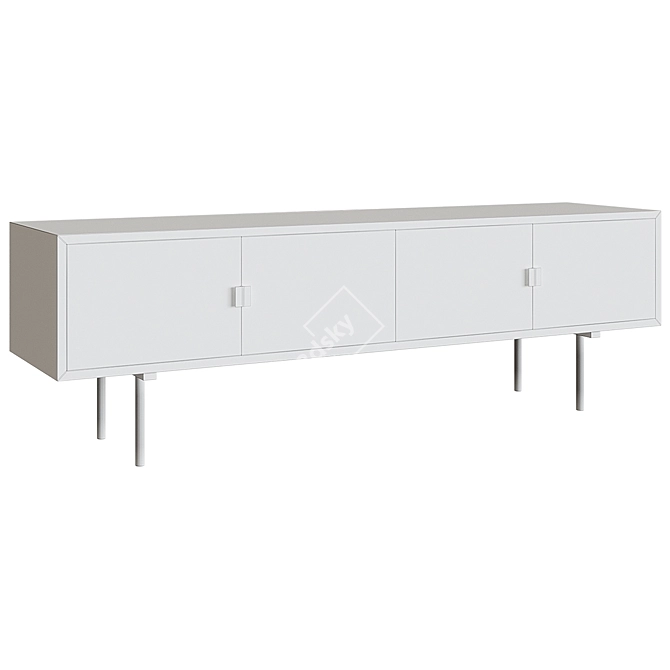 Modern Gold & Gray TV Stand - Homary 3D model image 2