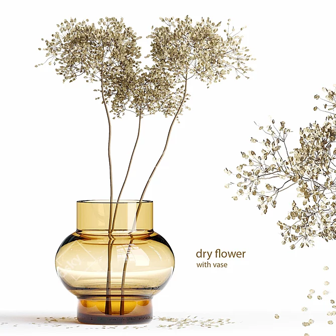 Elegant Blooms: Dry Flower Vase 3D model image 1