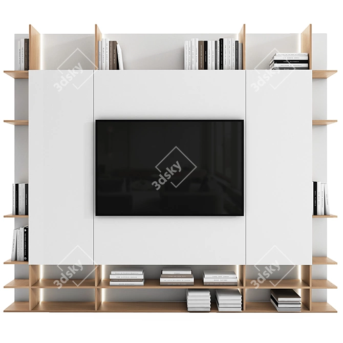 Modern TV Wall Set 1 3D model image 1