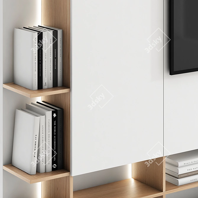 Modern TV Wall Set 1 3D model image 2