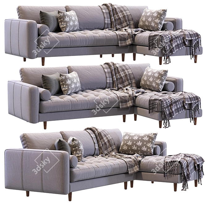 Charme Tan Sofa - Luxurious & Timeless 3D model image 4