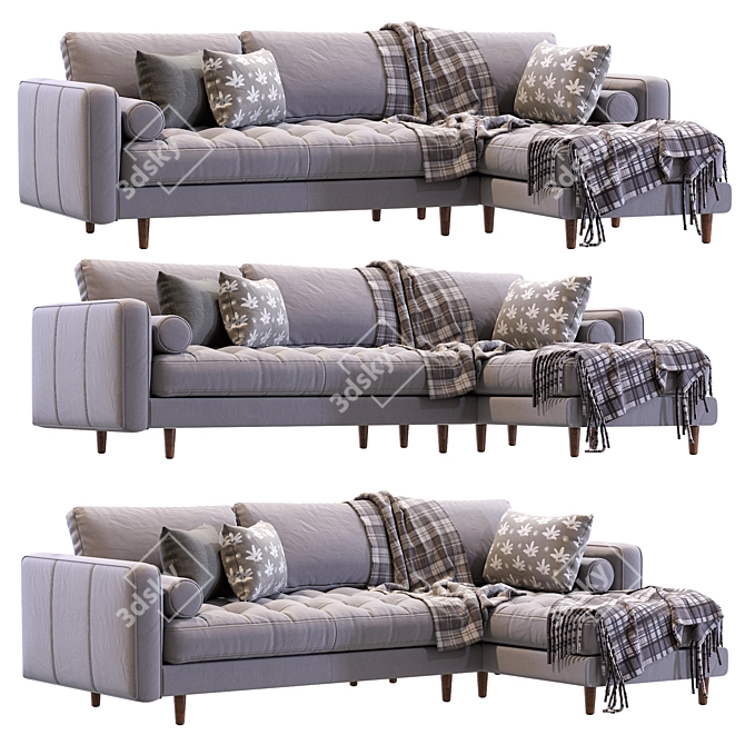 Charme Tan Sofa - Luxurious & Timeless 3D model image 1