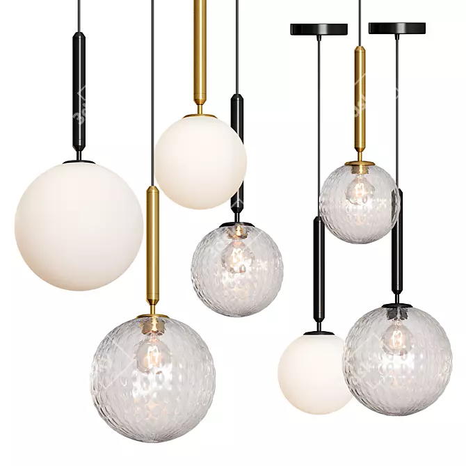 Modern Glass Ball Pendant Light 3D model image 1