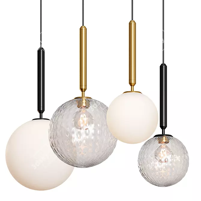 Modern Glass Ball Pendant Light 3D model image 3