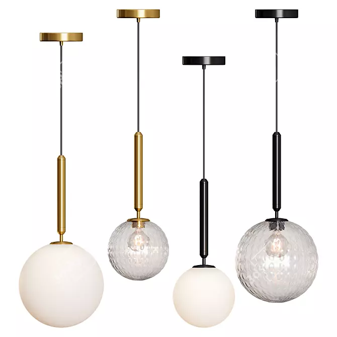 Modern Glass Ball Pendant Light 3D model image 4