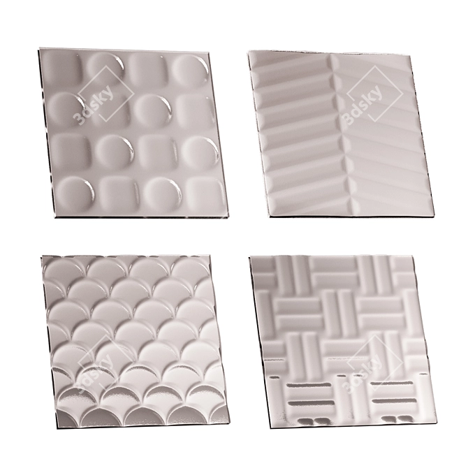 Fluted Glass Set 16: Elegant Relief Textured Collection 3D model image 2