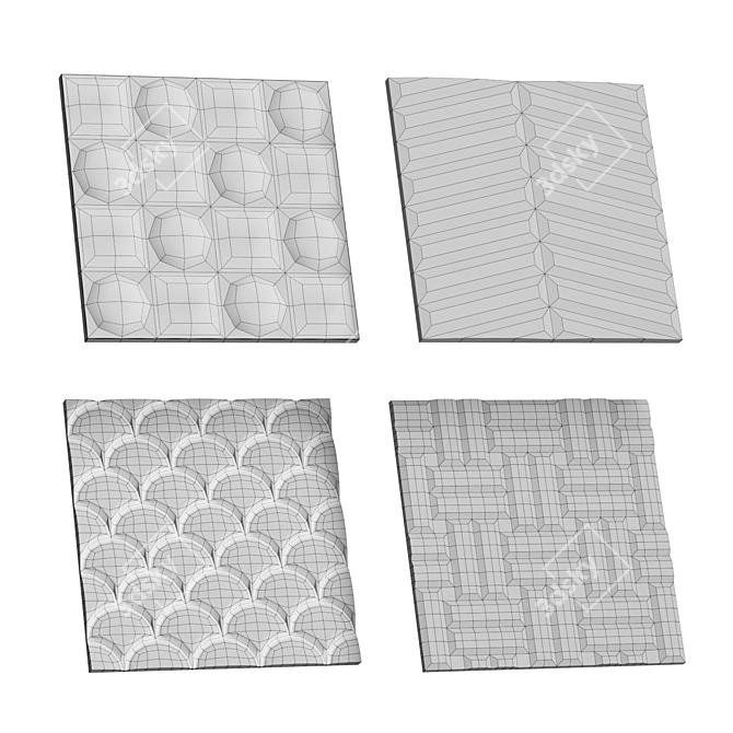 Fluted Glass Set 16: Elegant Relief Textured Collection 3D model image 7