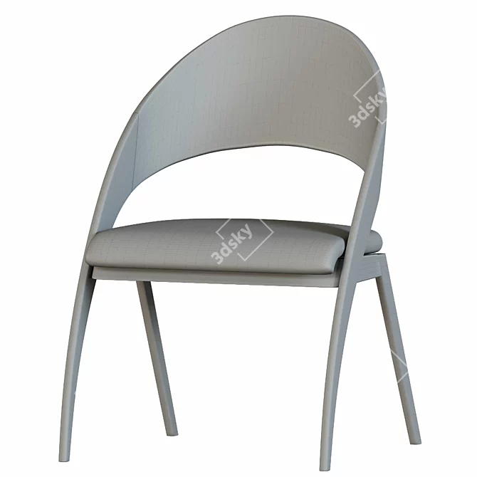 Elegant Walnut Wood & Cream Leatherette Dining Chair 3D model image 3