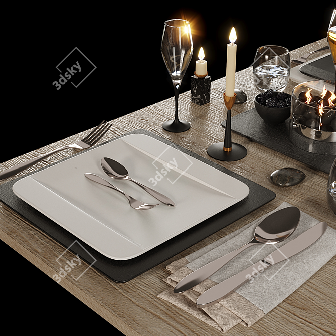 Rock Set - Tableware for Four 3D model image 6