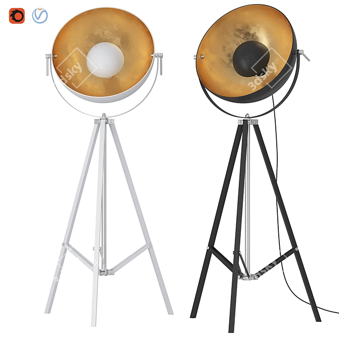 Modern Metal Tripod Lamp 3D model image 1