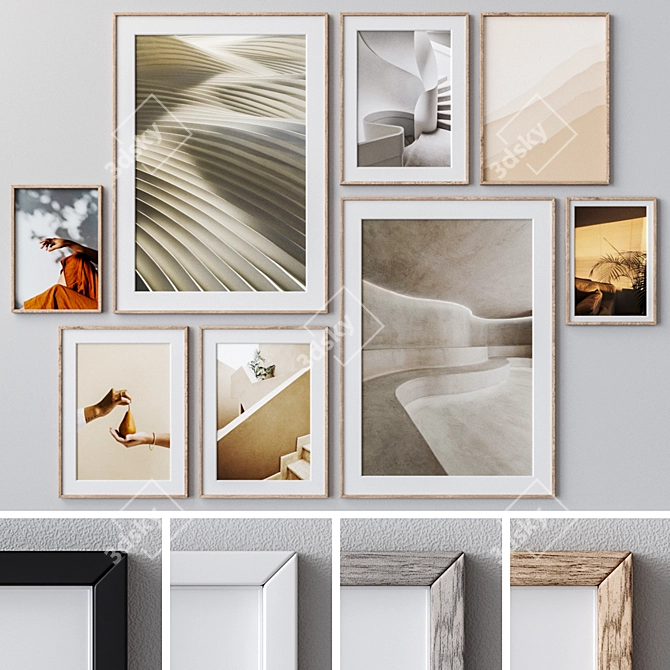 Elegant Set of Wall Paintings 3D model image 1