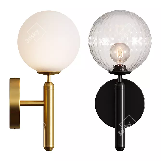 Modern Glass Ball Wall Lamp 3D model image 2