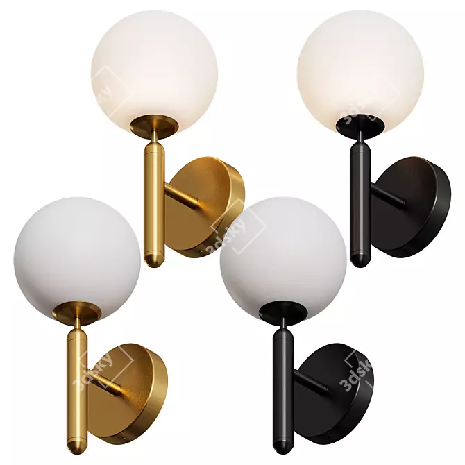 Modern Glass Ball Wall Lamp 3D model image 3