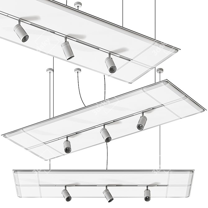 Sleek T-System Pendant Lamp 3D model image 2