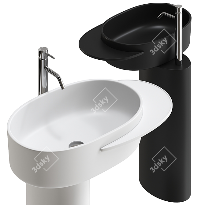 Ex t Washbasin Plateau Single - Modern and Functional 3D model image 1