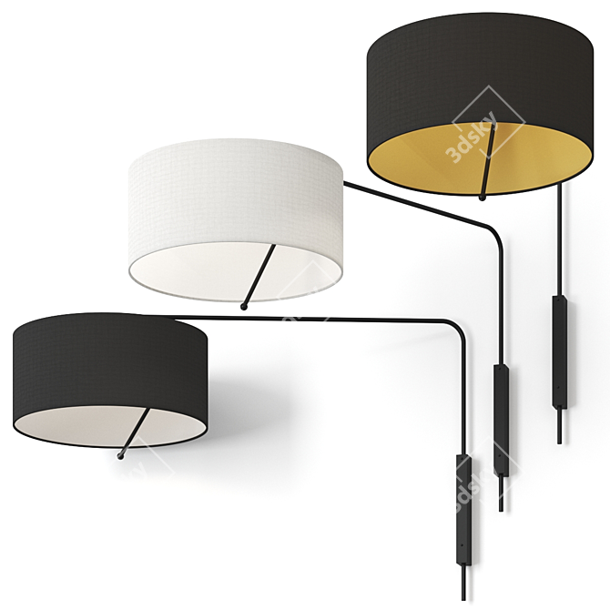 Elegant Melia Wall Lamp: Modern Design, 3 Color Options 3D model image 1