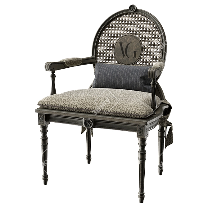 Elegant Perforated Vittorio Chair 3D model image 1