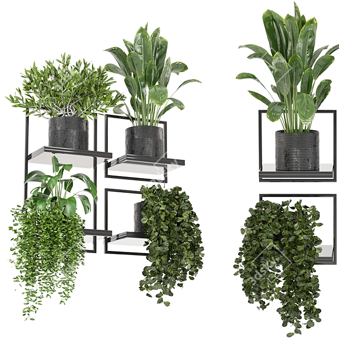 Metal Box Hanging Plant Set 3D model image 1