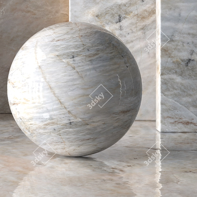 Seamless White Marble Tile - Natural 06 3D model image 2