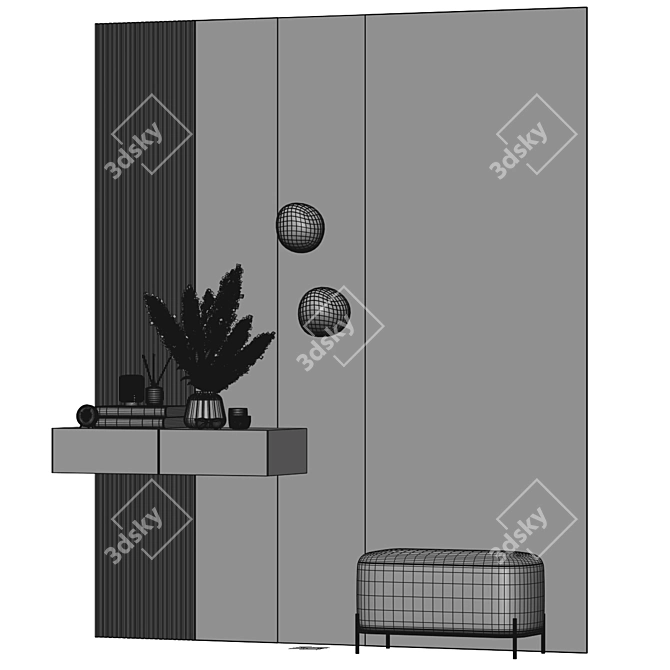 Stylish Hallway Console Set 3D model image 5