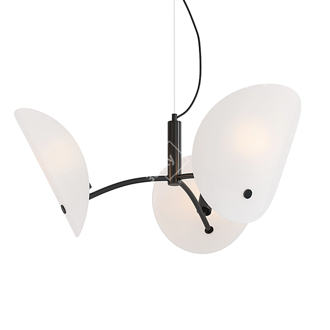 Sleek Frosted Glass Chandelier 3D model image 1