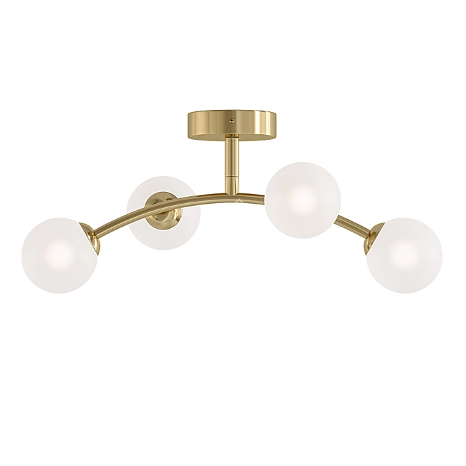 Sleek Brass Flush Ceiling Light 3D model image 1