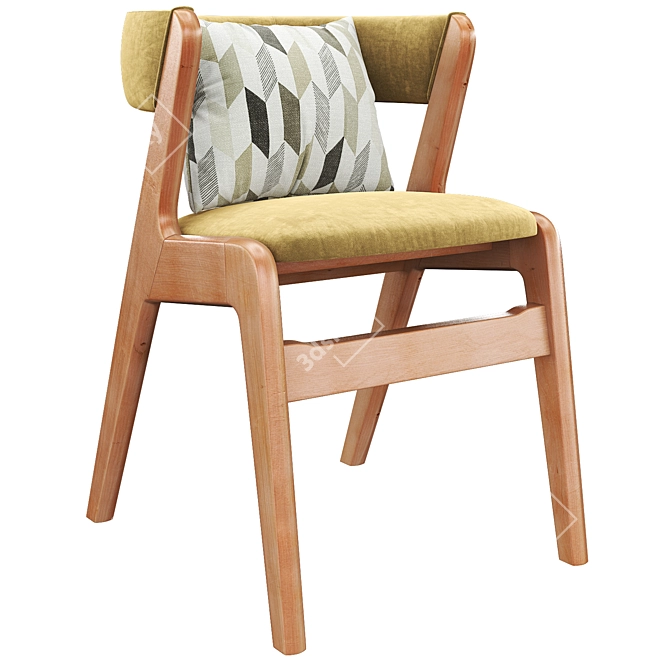 Title: Kai Kristiansen Teak Chair with Black Skai 3D model image 1