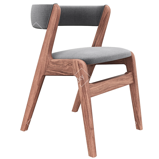 Title: Kai Kristiansen Teak Chair with Black Skai 3D model image 3