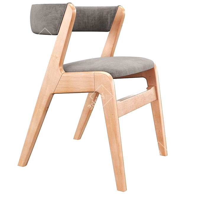 Title: Kai Kristiansen Teak Chair with Black Skai 3D model image 4