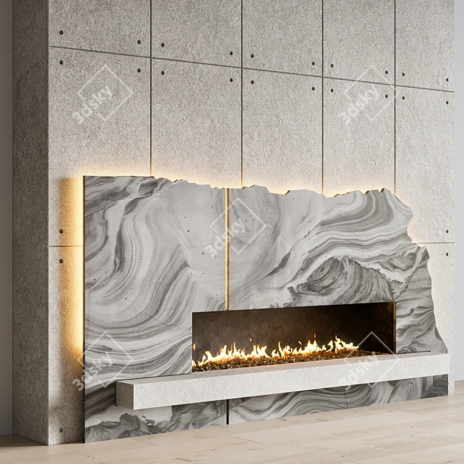 Modern Fireplace Design 3D 3D model image 2