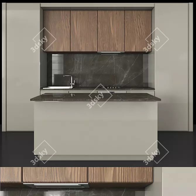 Complete Kitchen Set - Gas Hob, Sink & Cooker Hood 3D model image 1