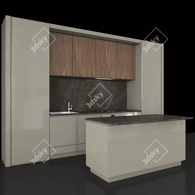 Complete Kitchen Set - Gas Hob, Sink & Cooker Hood 3D model image 3