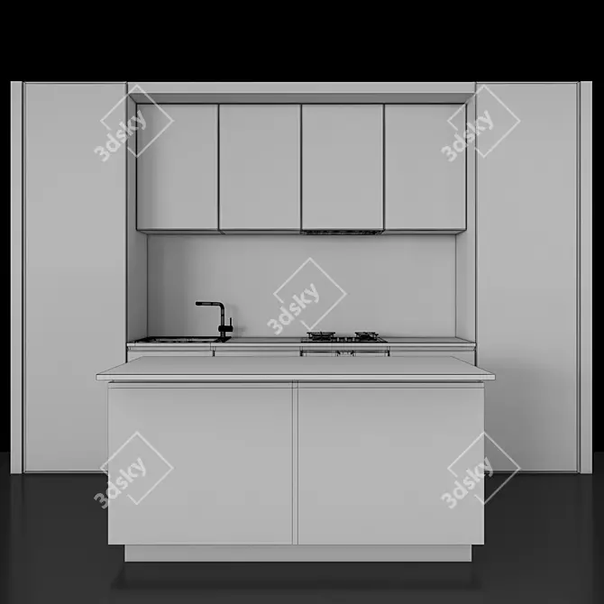 Complete Kitchen Set - Gas Hob, Sink & Cooker Hood 3D model image 6