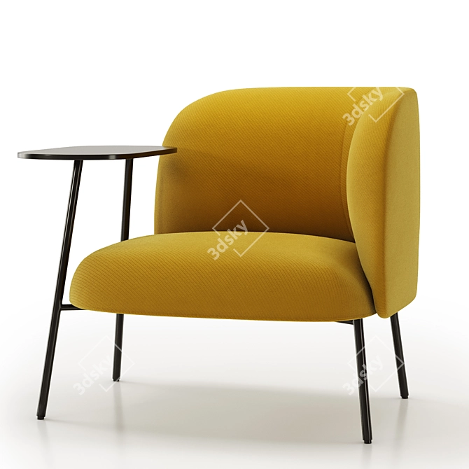 Modern Corner Fabric Armchair 3D model image 2