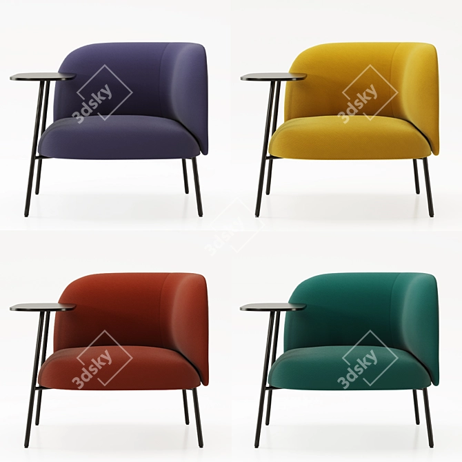 Modern Corner Fabric Armchair 3D model image 5