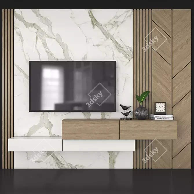 Modern TV Wall Set - Sleek and Stylish 3D model image 1