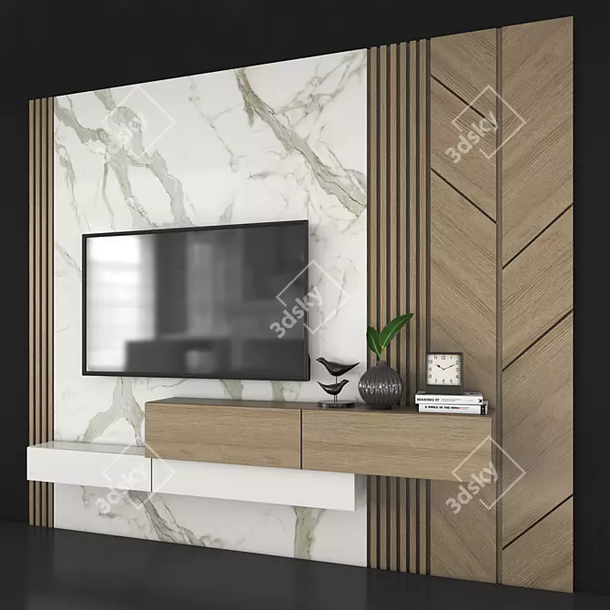 Modern TV Wall Set - Sleek and Stylish 3D model image 2