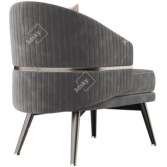 Luxury Brass Trim Armchair with Round Backrest 3D model image 4
