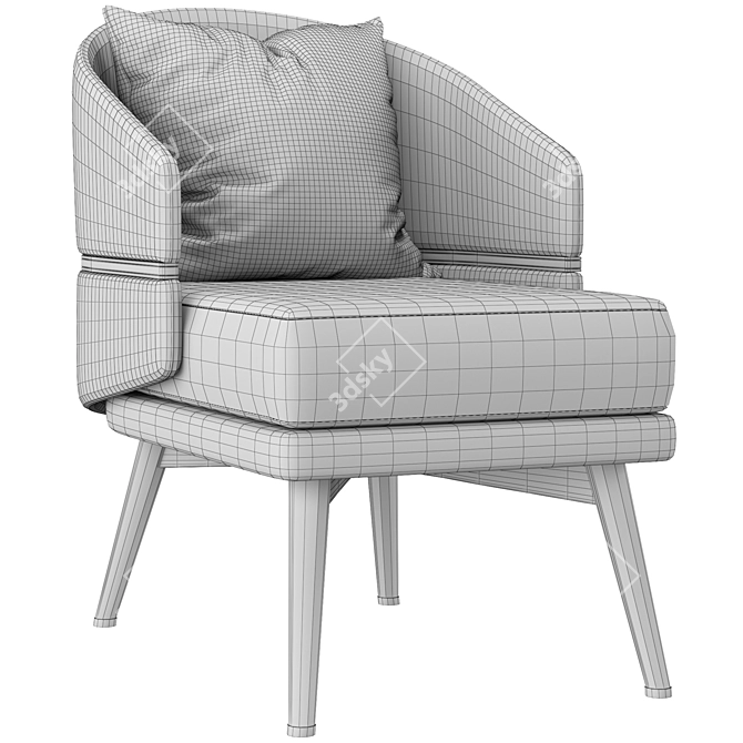 Luxury Brass Trim Armchair with Round Backrest 3D model image 5