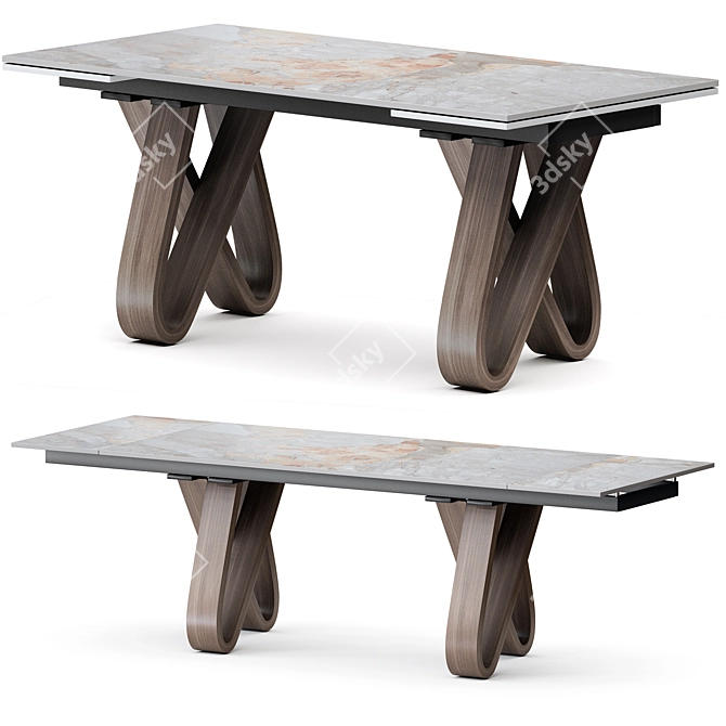 Lido Folding Table: Ceramic Elegance 3D model image 1