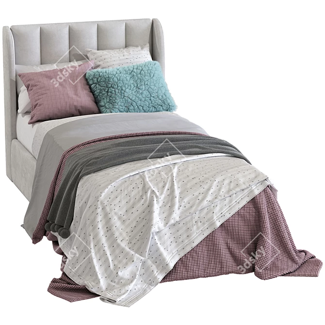 Cream Lizbeth Fabric Bed 228 - Elegant and Comfy 3D model image 1